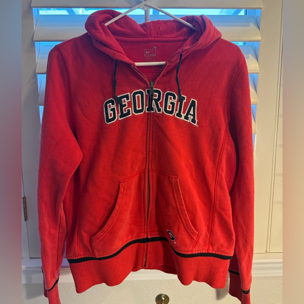 Nike Red Georgia Cropped Hoodie Kangaroo Pocket Ladies Med
